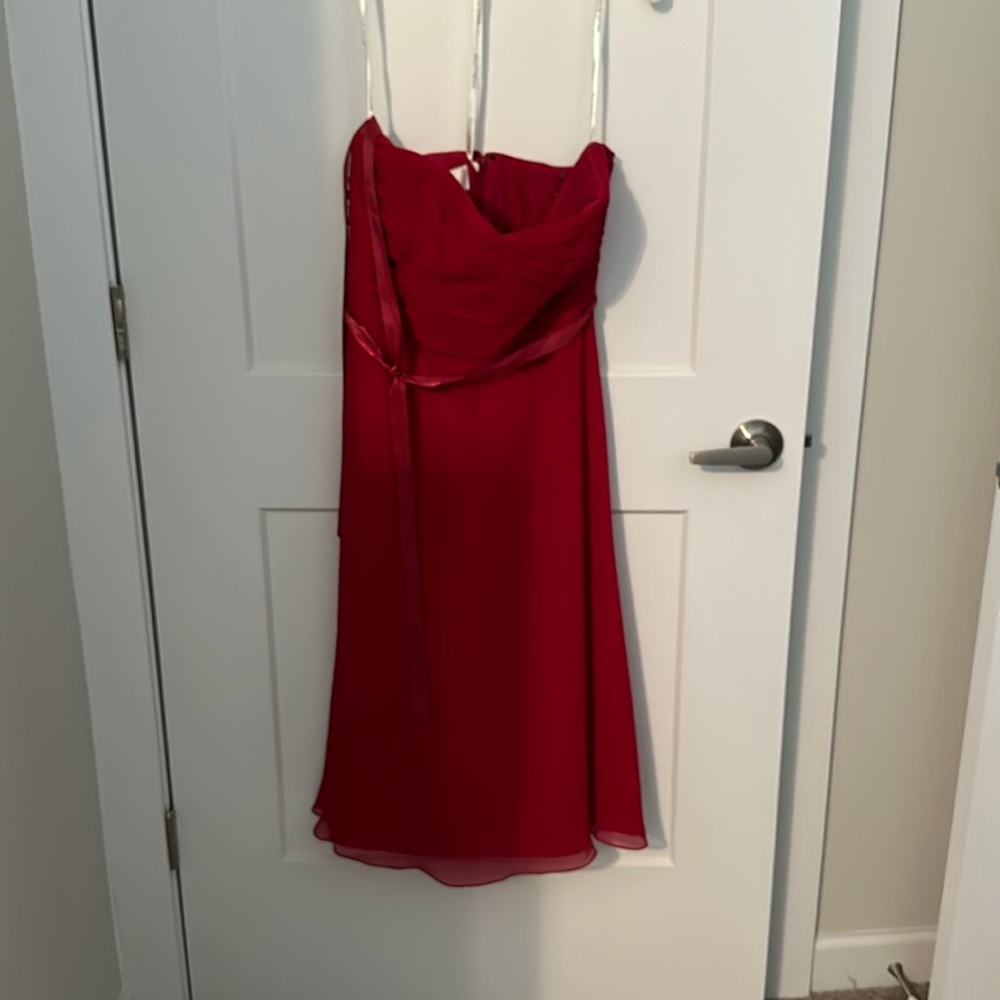 David’s bridal size 10 worn once deep red beautiful and flowing